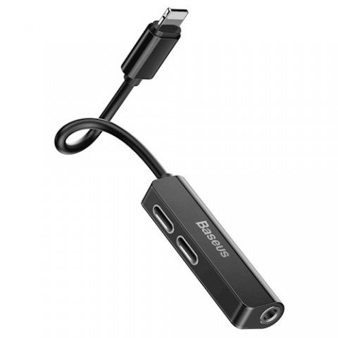 Adapteris iPhone - 3.5mm + 2x iPhone L52 Baseus 